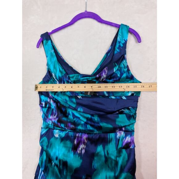 Express Design Studio Vintage Women's Purple Blue Silk Ruched Mini Dress Size 6 - Picture 12 of 12